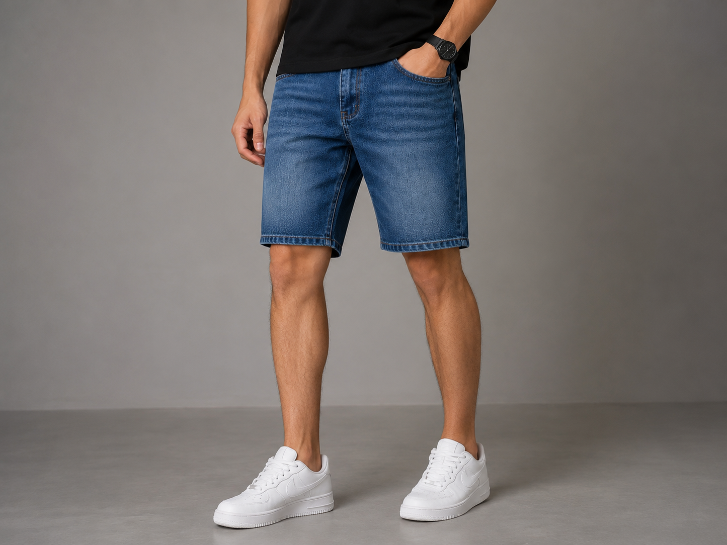 Dark Blue Denim Shorts