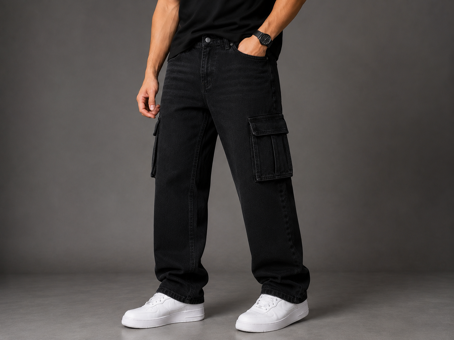 Black Cargo Jeans